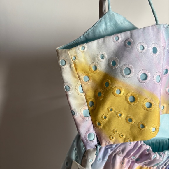 $595 NWT ML Monique Lhuillier Poplin Eyelet Cut Out Midi Dress Sz 4 - Picture 11 of 13